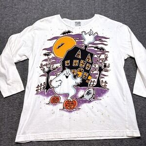 Vintage 90s Hand Painted Artist T Shirt Large Crazy Fun Art Made in USA Spooky